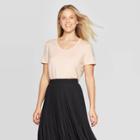 Women's Short Sleeve U-neck T-shirt - A New Day Pink