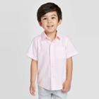 Petitetoddler Boys' Short Sleeve Stripe Button-down Shirt - Cat & Jack Pink 12m, Toddler Boy's