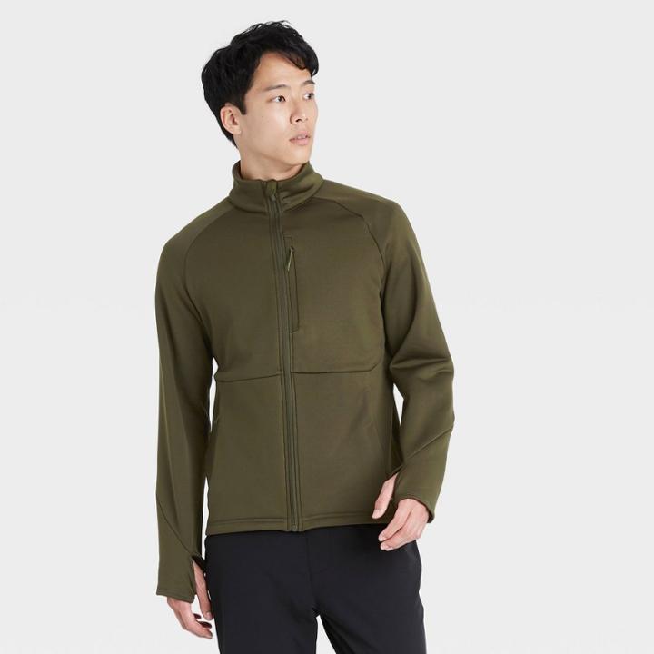 Men's Stretch Crewneck Jacket - All In Motion Deep Olive