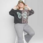 Women's Plus Size Long Sleeve Boxy T-shirt - Wild Fable Brown Tie-dye