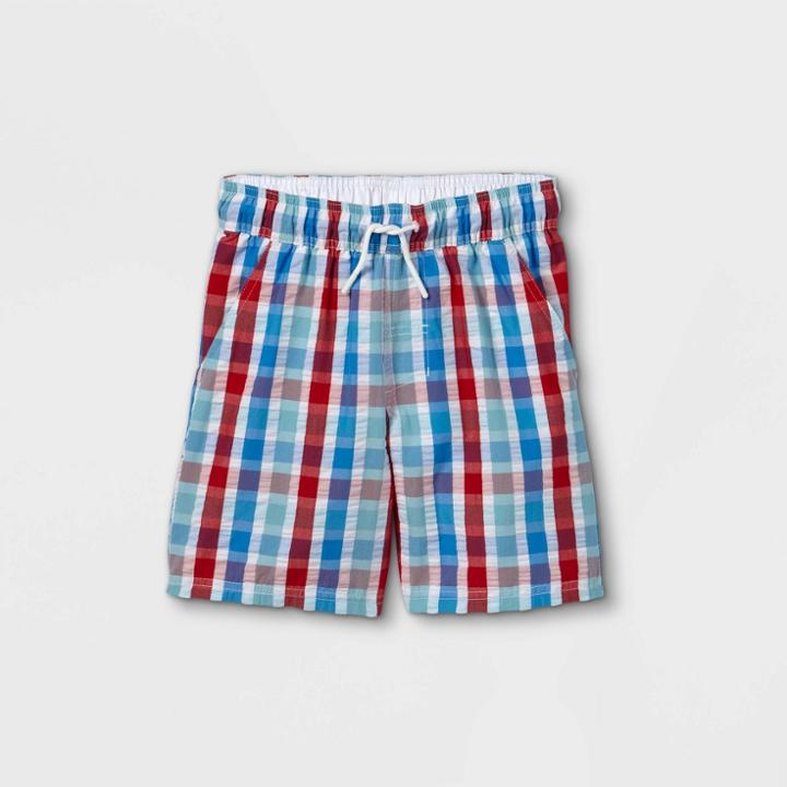 Boys' Seersucker 15 Swim Trunks - Cat & Jack White
