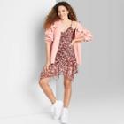 Women's Sleeveless Ruched Handkerchief Hem Dress - Wild Fable Brown Floral Xxs
