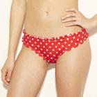 Women's Wave Ruffle Cheeky Bikini Bottom - Shade & Shore Red Chili Dot
