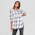 Maternity Plaid Flannel Peplum Hem Shirt - Isabel Maternity By Ingrid & Isabel White