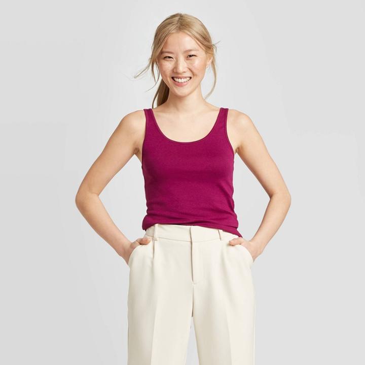 Women's Slim Fit Any Day Scoop Neck Tank Top - A New Day Purple