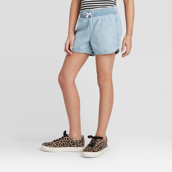Girls' Pull-on Jean Shorts - Cat & Jack Light Wash Xs, Girl's, Blue