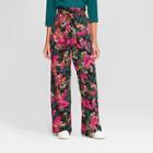 Women's Printed High Waist Paper Bag Pants - A New Day Pink/teal