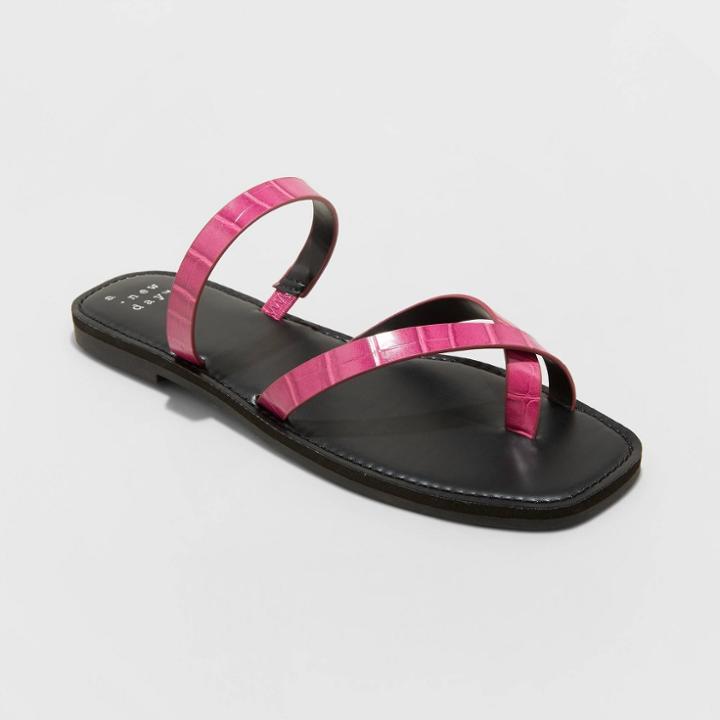 Women's Felicity Wide Width Cross Strap Sandals - A New Day Pink