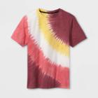 Boys' Diagonal Tie-dye Short Sleeve T-shirt - Art Class Maroon/coral/gold