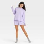 Women's French Terry Oversized Pullover Lounge Sweatshirt - Colsie Violet