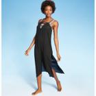 Women's Deep V Lace-up Cover Up Dress - Xhilaration Black S, Women's,