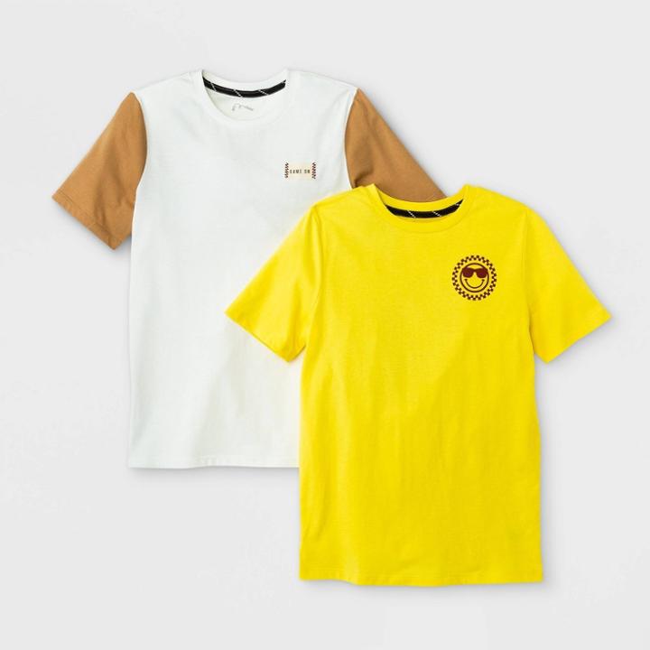 Boys' 2pk Graphic Short Sleeve T-shirt - Art Class White/yellow
