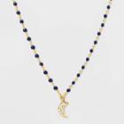 No Brand Moon Clear Beads Necklace - Silver, Women's, Gold