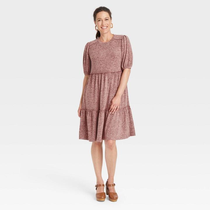 Women's Short Sleeve Tiered Dress - Knox Rose Red