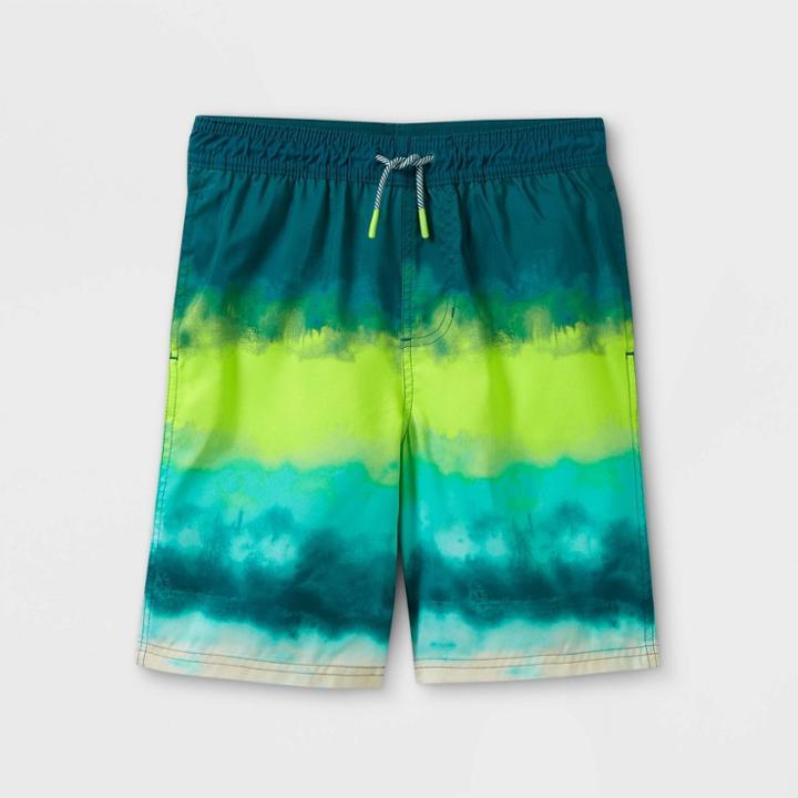 Boys' Ombre Tie-dye Volley Swim Trunks - Cat & Jack Green