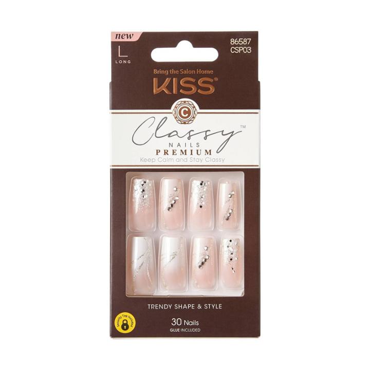 Kiss Products Classy Premium Long Square Glue-on Fake Nails - Stunning!