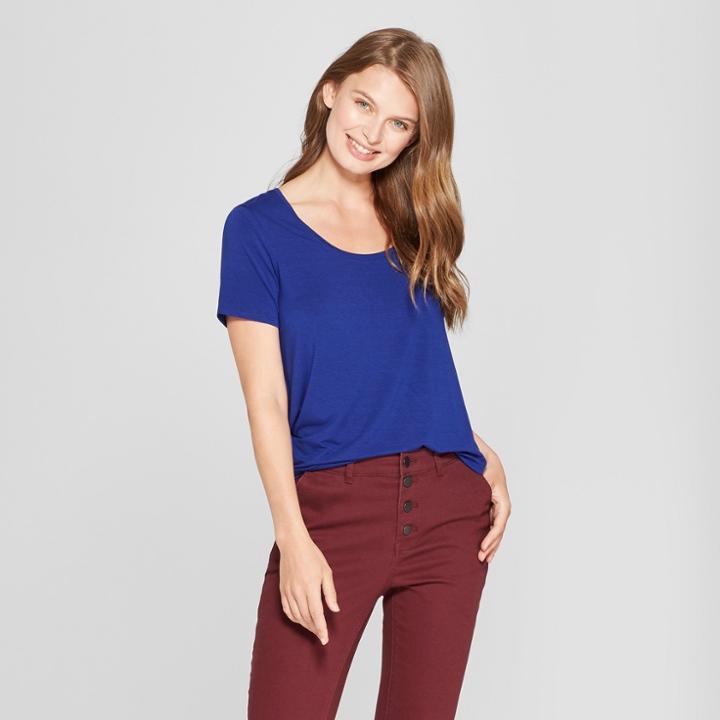 Women's Any Day Short Sleeve Scoop T-shirt - A New Day Blue
