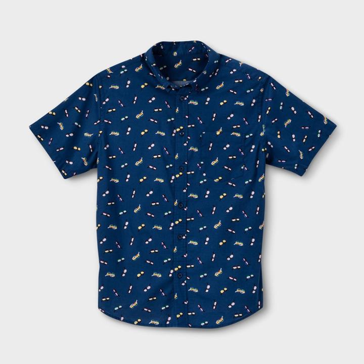 Ev Lgbt Pride Pride Gender Inclusive Adult Sunglasses Button-down Shirt - Navy Xs, Adult Unisex, Blue