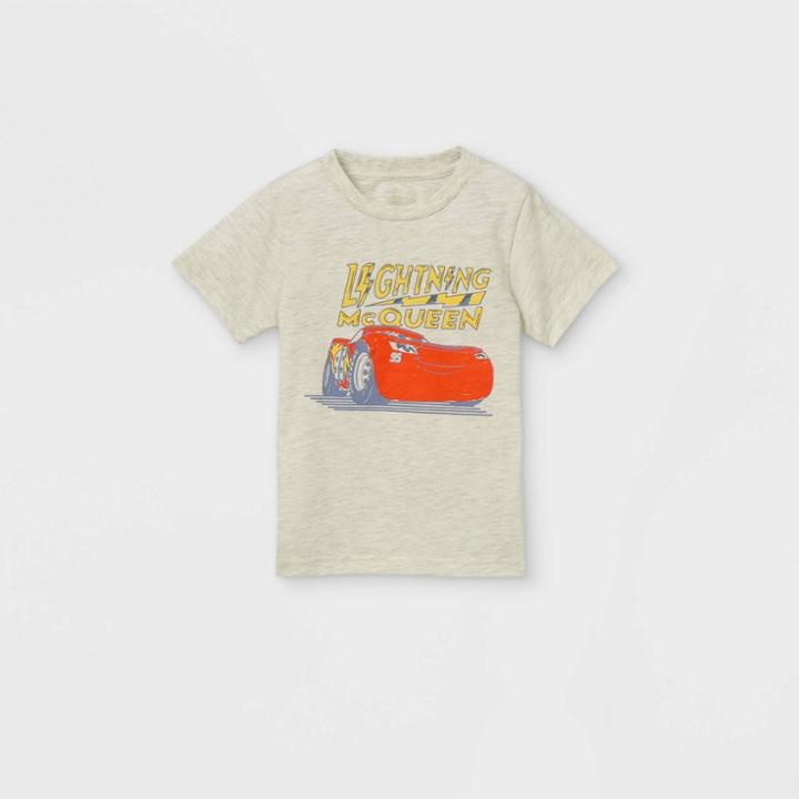 Toddler Boys' Disney Cars Lightning Mcqueen Short Sleeve Graphic T-shirt - Cream