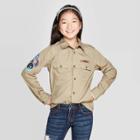 Girls' Nasa Long Sleeve Button-up Shirt - Beige