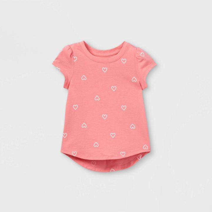 Toddler Girls' Heart Short Sleeve T-shirt - Cat & Jack Pink