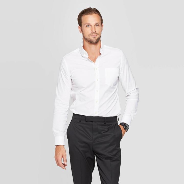 Men's Slim Fit Long Sleeve Button-down Shirt - Goodfellow & Co White