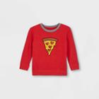 Toddler Boys' Valentine's Day Pizza Hearts Fleece Pullover Sweatshirt With Elbow Patches - Cat & Jack Red