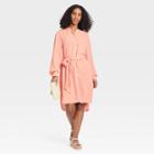 Women's Long Sleeve Tie Waist Shirtdress - A New Day Coral