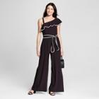 Women's One Shoulder Crepe Jumpsuit - Melonie T Black/white