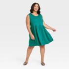 Women's Plus Size Sleeveless Babydoll Dress - Universal Thread Green