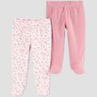 Baby Girls' 2pk Floral Pull-on Pants - Just One You Made By Carter's Pink