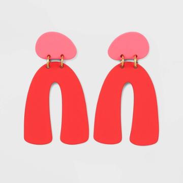 Abstract Arc Drop Earrings - Universal Thread Pink