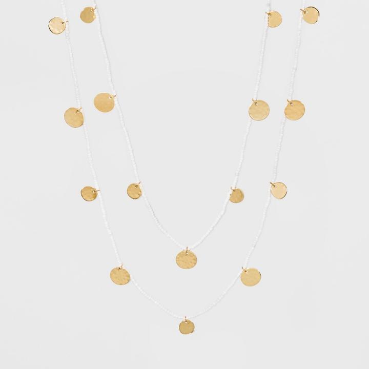 Sugarfix By Baublebar Beaded Layered With Gold Coins Necklace - White, Women's