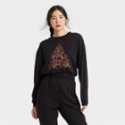 Women's Def Leppard Graphic Sweatshirt - Black Leopard Print