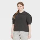 Women's Plus Size Short Sleeve Crewneck T-shirt Sweater - Universal Thread Charcoal Gray