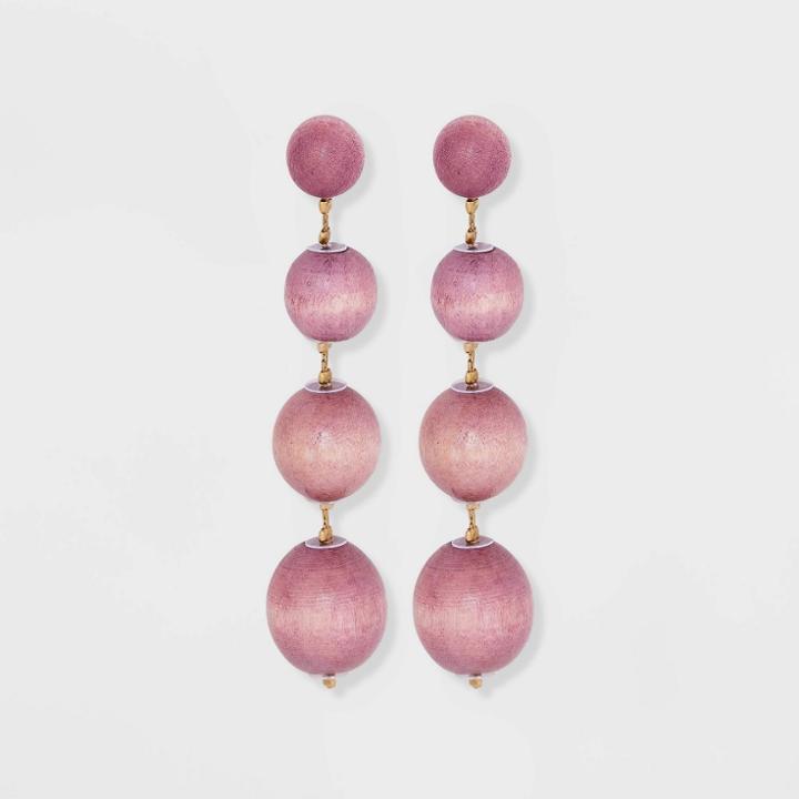 Wooden Ball Beads Drop Earrings - A New Day Pink