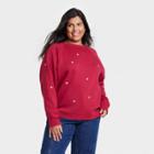 Women's Plus Size Embroidered Fleece Sweatshirt - Universal Thread Red