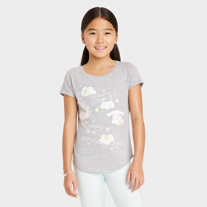 Girls' Sanrio 'cinnamoroll' Short Sleeve Graphic T-shirt - Heather Gray