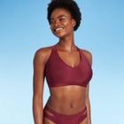 Women's Strappy Tie Back Bralette Bikini Top - All In Motion Burgundy D/dd Cup, Red