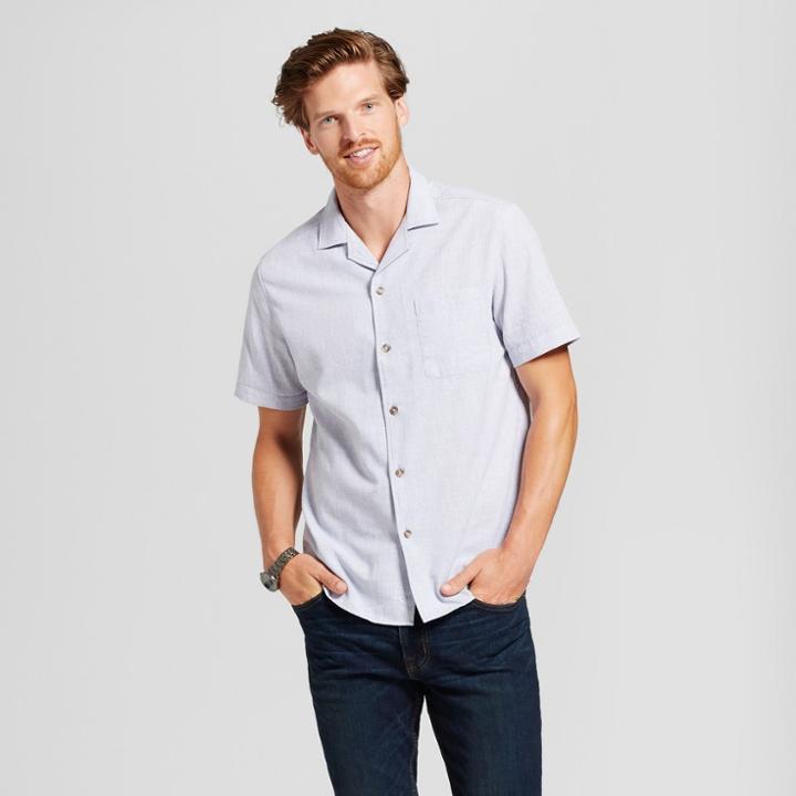 Men's Standard Fit Short Sleeve Button-down Shirt - Goodfellow & Co Blue Foil