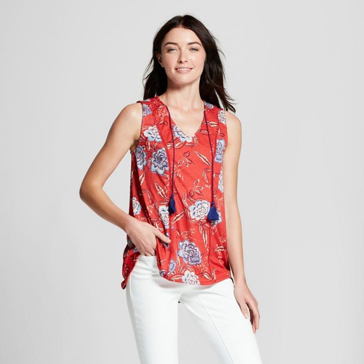 Women's Exploded Floral Tank - Knox Rose Red Print