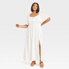 Women's Flutter Short Sleeve Dress - Ava & Viv White