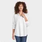 Women's Raglan Long Sleeve Denim Button-down Shirt - Universal Thread White