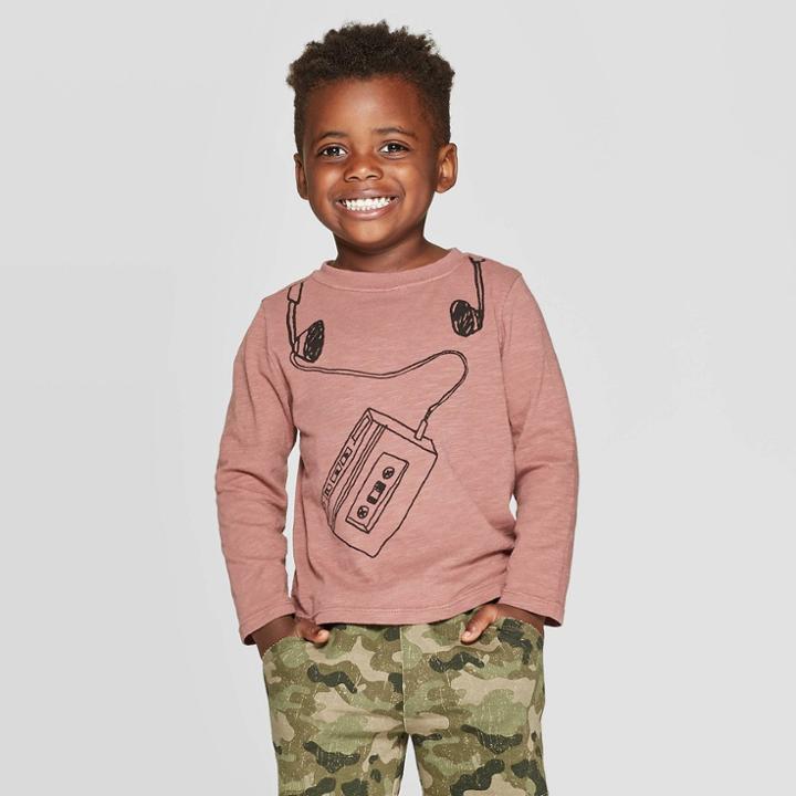 Toddler Boys' Long Sleeve Tape Recorder Graphic T-shirt - Art Class Lavender 5t, Boy's, Purple