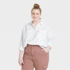 Women's Plus Size Long Sleeve Button-down Shirt - Universal Thread White