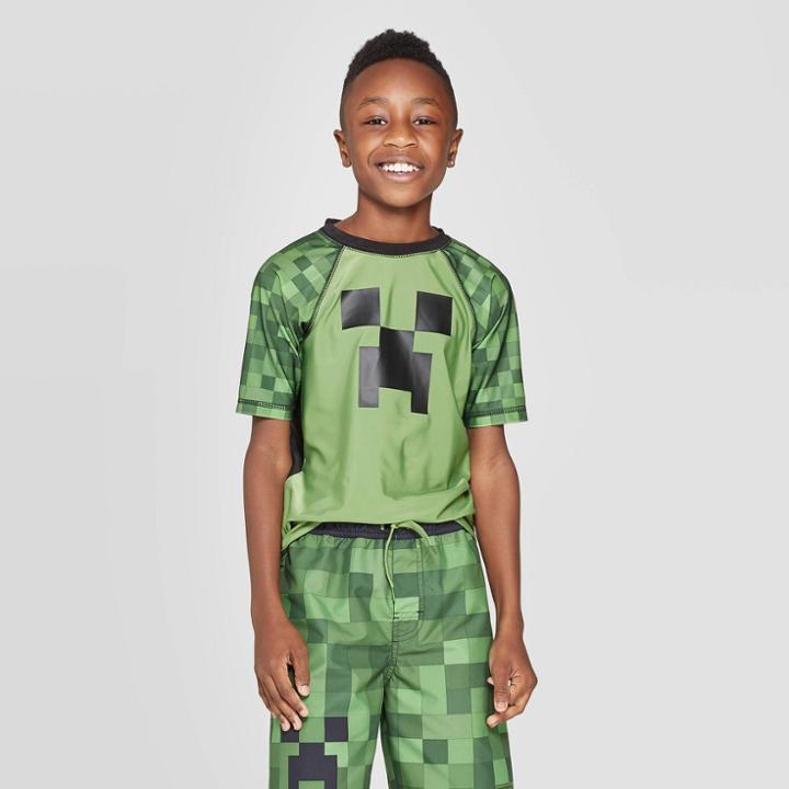 Boys' Minecraft Rash Guard - Green