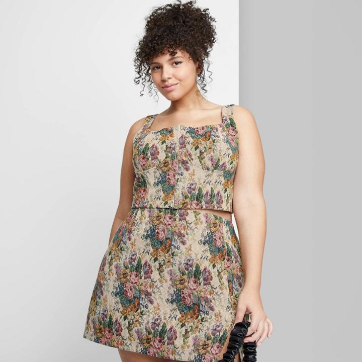 Women's Plus Size Corset Tank Top - Wild Fable Floral