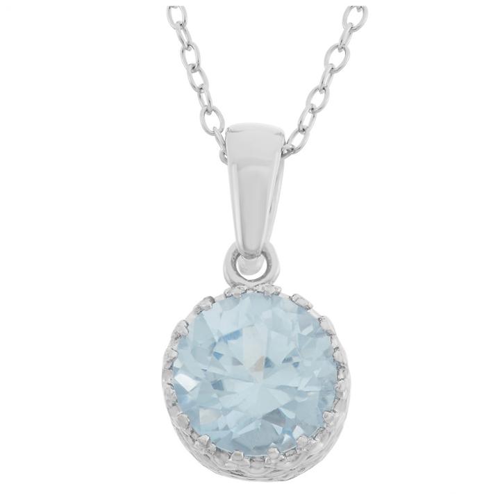 2 Tcw Tiara Aquamarine Crown Pendant In Sterling