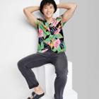 Men's Short Sleeve Button-down Shirt - Original Use Black/floral Print