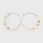 Pearl And Shell Bead Hoop Earrings - A New Day Natural, White/white